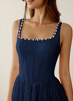 Megan Navy Lace A-line Prom Dress image6