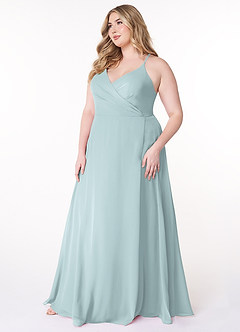 Azazie Davis Abiti da Damigella Abito A-Line in Chiffon con Scollo a V Nebbia image9