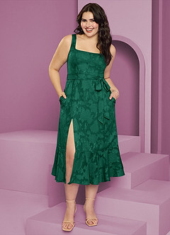 Barbie ♥ Azazie Bridesmaid Dresses Emerald A-Line with Pockets Floral Burnout Dress image8
