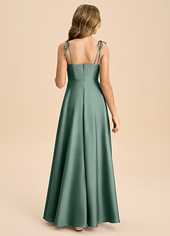 Azazie Popsy Junior Eucalyptus A-Line Bow Stretch Satin Dress image2