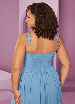 Barbie ♥ Azazie Bridesmaid Dresses Steel Blue A-Line Pleated Chiffon Dress image9