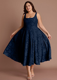 Amalie Navy A-line Midi Dress image5