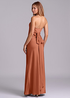 Azazie Ailanie Bridesmaid Dresses Cedar Rose Sheath Strapless Stretch Satin Dress image2