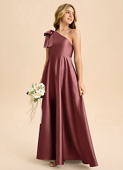 Azazie Penguin Junior Abito A-Line in Raso Elasticizzato Fiocco Ametista image6