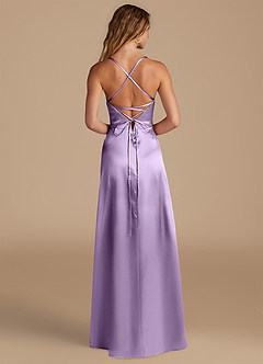 Azazie Mei Bridesmaid Dresses Lilac A-Line Metallic Satin Dress image5
