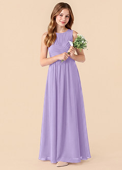 Azazie Skyla Junior Robe Trapèze en Mousseline de soie Plissée Lilas image3
