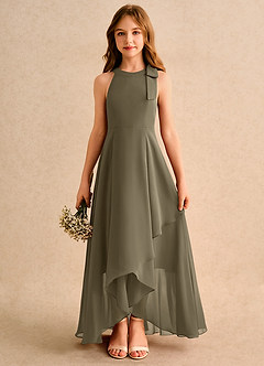 Azazie Boop Girls Formal Blumenmädchenkleider A-Linie Schleifen Chiffon Kleid Weidengrün image1
