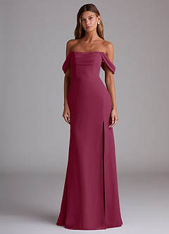 Azazie Saige Bridesmaid Dresses Mulberry A-Line Off the Shoulder Chiffon Convertible Dress image3
