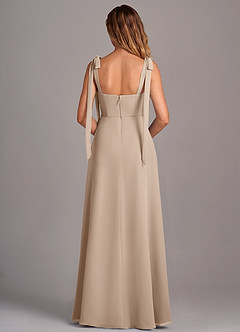 Azazie Debra Bridesmaid Dresses Taupe A-Line with Pockets Chiffon Convertible Dress image3