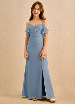 Azazie Pippy Girls Formal Flower Girl Klänningar Klä A-Line i Chiffong Älskling Halsringning image3