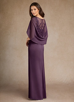 Azazie Hera Mother of the Bride Dresses Plum A-Line Lace Stretch Satin Dress image3
