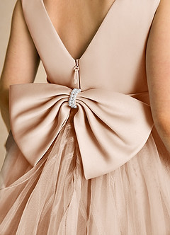 Azazie Pear Flower Girl Dresses English Rose Ball-Gown Bow Tulle Dress image6