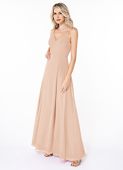 Azazie Lena Bridesmaid Dresses English Rose A-Line Lace Chiffon Dress image6