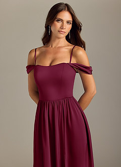 Azazie Calianna Bridesmaid Dresses Mulberry A-Line Off the Shoulder Stretch Satin Convertible Dress image3