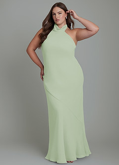 Azazie Velli Bridesmaid Dresses Dusty Sage Mermaid High Neck Chiffon Dress image10