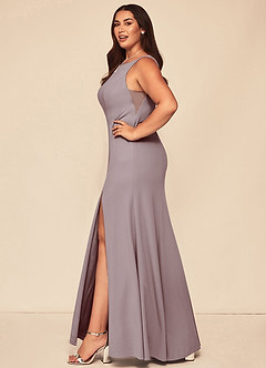 Azazie Rogue Bridesmaid Dresses Vintage Mauve Mermaid Scoop Side Slit Stretch Crepe Dress image9