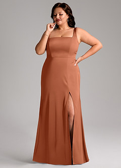 Azazie Frostine Bridesmaid Dresses Cedar Rose A-Line Bow Stretch Satin Dress image10