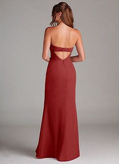 Azazie Leonis Bridesmaid Dresses Rust Sheath Strapless Chiffon Convertible Dress image5
