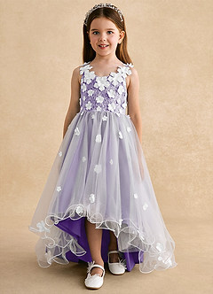 Azazie Celia Flower Girl Dresses Tahiti A-Line Lace Tulle Dress image7