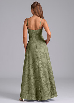 Azazie Stasy Final Sale Pistachio A-Line Sweetheart Neckline Floral Burnout Dress image2