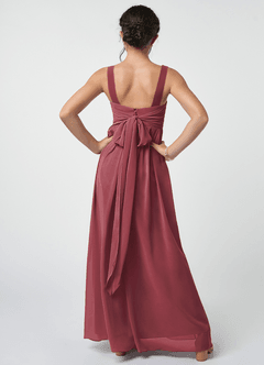 Azazie Kora Junior Merlot A-Line Pleated Chiffon Dress image2
