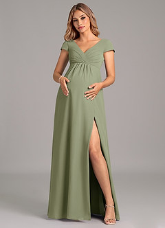Azazie Allessia Maternity Bridesmaid Dresses A-Line Pleated Chiffon Floor-Length Dress image5