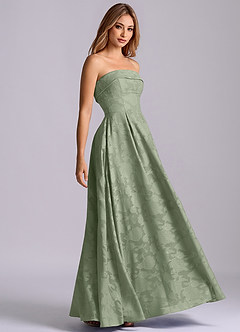 Azazie Lucienne Bridesmaid Dresses Agave A-Line Strapless Floral Burnout Dress image1