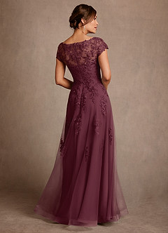 Azazie Jalinda Mother of the Bride Dresses Cabernet A-Line Lace Chiffon Dress image2