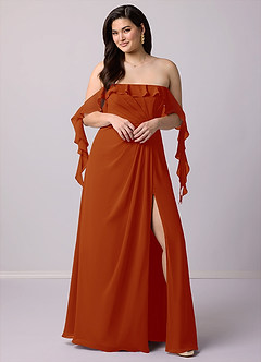 Barbie ♥ Azazie Bridesmaid Dresses Paprika A-Line Off the Shoulder Chiffon Convertible Dress image10