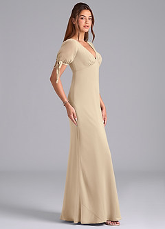 Azazie Pheby Bridesmaid Dresses Champagne A-Line Pleated Chiffon Dress image5