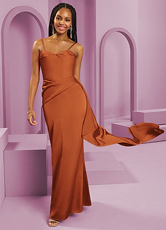 Barbie ♥ Azazie Bridesmaid Dresses Cinnamon Sheath Strapless Stretch Satin Convertible Dress image3