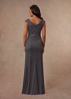Azazie Calathea Mother of the Bride Dresses Steel Grey A-Line Lace Dress image3