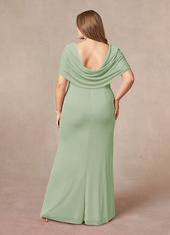 Azazie Luisa Mother of the Bride Dresses Dusty Sage Mermaid V-Neck Pleated Mesh Dress image8
