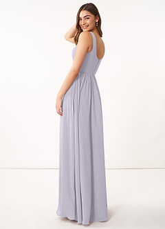 Azazie Keyla Robes de demoiselle d'honneur Robe Trapèze en Mousseline de soie Col V plissé Brume image19