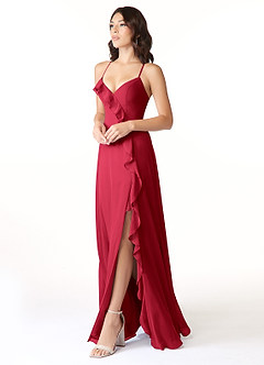 Azazie Tarni Bridesmaid Dresses Scarlet A-Line Chiffon Dress image3