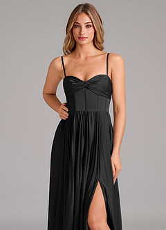 Azazie Tyla Bridesmaid Dresses Black A-Line Sweetheart Neckline Stretch Satin Dress image8