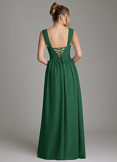 Azazie Caterina Bridesmaid Dresses Dark Green A-Line Corset Chiffon Dress image6