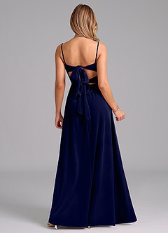Azazie Zeya Bridesmaid Dresses Dark Navy A-Line Pleated Velvet Dress image7
