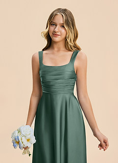 Azazie Azaria Junior A-Linie Plissee Stretch-Satin Kleid Seemoos image7