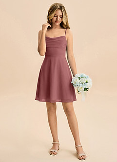 Azazie Bear Junior Amethyst A-Line Pleated Chiffon Dress image3