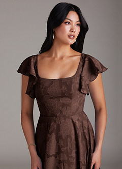 Azazie Bondi Brudepigekjoler En streg Sideslids Blomsterudbrændthed Gulv-længde Kjole image6