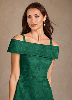 Azazie Medford Mother of the Bride Dresses Emerald A-Line Off the Shoulder Floral Burnout Dress image7