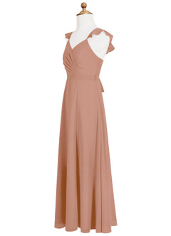 Azazie Emily Junior Robe Trapèze en Mousseline de soie Rayé Champagne Rosé image7