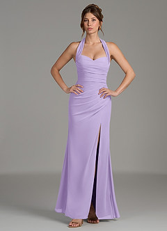 Azazie Destiny Robes de demoiselle d'honneur Robe Sirène en Mousseline de soie Encolure en Forme de Cœur Lilas image1