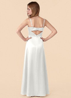 Azazie Renna Junior White Mermaid Pleated Stretch Satin Dress image2