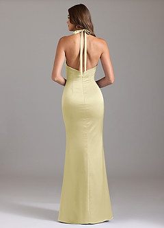 Azazie Valerie Brudtärnklänningar Klä av Sjöjungfru i Stretch Satin Plisserad Citronsorbet image2