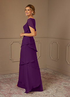 Azazie OHara Mother of the Bride Dresses Grape A-Line V-Neck Chiffon Dress image5