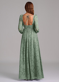 Azazie Norah Bridesmaid Dresses Matcha A-Line Long Sleeve Floral Burnout Dress image6