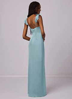 Barbie ♥ Azazie Bridesmaid Dresses Moody Blue Sheath Stretch Satin Dress image2