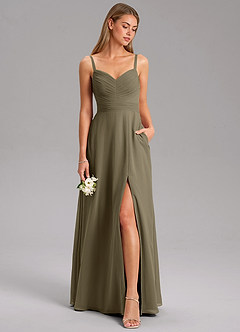 Azazie Terese Bridesmaid Dresses Willow Green A-Line Pleated Chiffon Dress image3